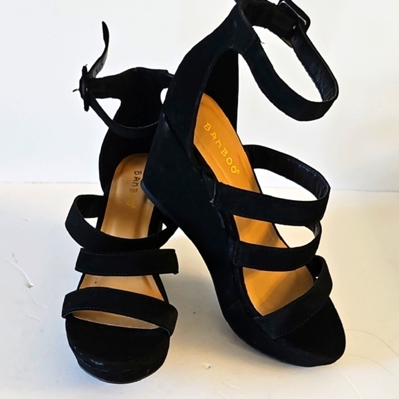 BAMBOO Shoes - BAMBOO Black Platform Strappy Heels